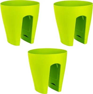 Produktbild von 3x Blumentopf für Geländer Blumenkasten Geländerkasten Balkonkiste in Farbe grün