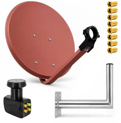 Produktbild von PremiumX SAT Anlage 80cm Satellitenantenne Quad LNB Wandhalter 25cm