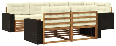 Productafbeelding van vidaXL Tuinset met 7 zitplaatsen, natuurlijke en crème kleur