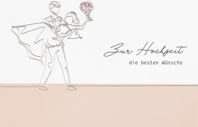 Produktbild von Hochzeit Karte mit Umschlag, unverpackt, besten Wünsche Brautpaar