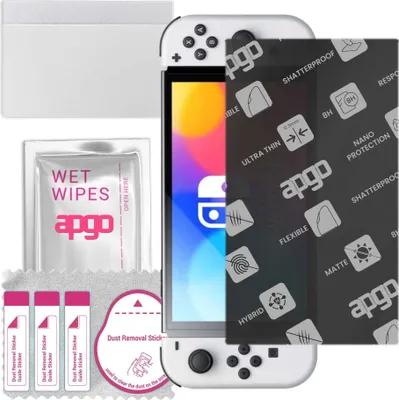 Produktbild von apgo Hybrid Schutzglas, Matt, kompatibel mit Nintendo Switch Oled, Flexible Nano Glass, toller Ersatz für Hartglas, kratzfester Displayschutzglas, Displayschutz, Full Glue