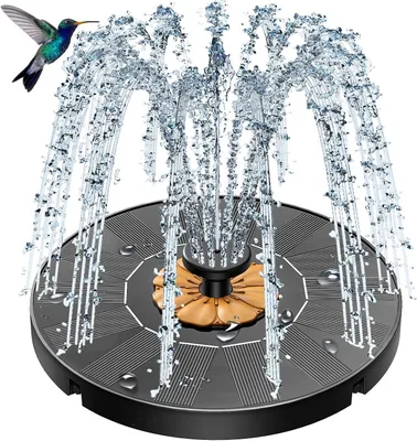 Produktbild von Schwimmender Solarbrunnen (1,4 W) – 8 Düsen + 4 Stäbe – Vogeltränke/Teich/Pool/Terrasse – Braun