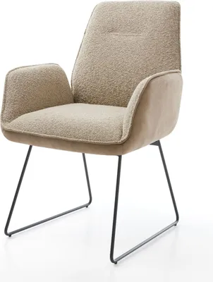 Produktbild von DELIFE Esszimmerstuhl Zoa-Flex Materialmix Schlamm Kufengestell Schwarz Taschenfederkern