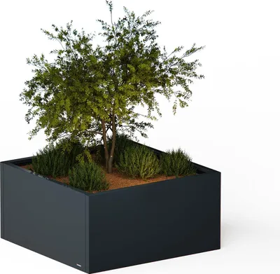 Produktbild von Herstera Garden Cube Low L Plus flacher Outdoor Pflanzkasten mit LED 100x50x100 cm