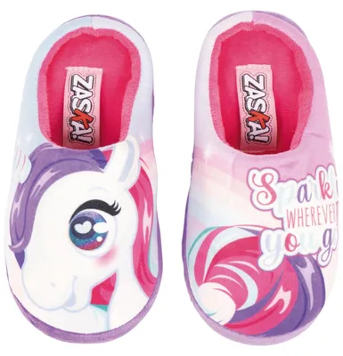 Produktbild von Flauschige Einhorn Hausschuhe für Mädchen mit Horn und Ohren, Rosa, Größe 29