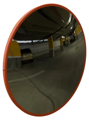 Produktbild von HAGO24 Verkehrsspiegel Ø58cm Indoor Konvexspiegel Panoramaspiegel Überwachungsspiegel Kunststoff Rund Rot 130-160 Grad
