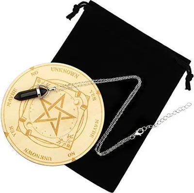 Produktbild von Jetec Stern Pendel Brett Wünschelrute Wahrsagen Metaphysische Message Board Holz Brett mit Kristall Wünschelrute Pendel Halskette Hexerei Wicca Altar Supplie Kit