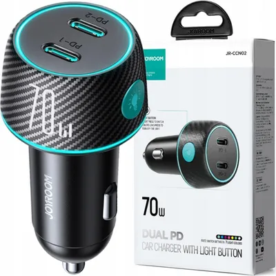 Immagine prodotto di Caricabatteria da auto multicolore Joyroom con USB-C da 70 W - nero