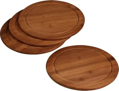 Produktbild von KESPER Fleischteller 4er Set, Bambus dunkel, -, mit Saftrille, ø 25 cm, 1,3 cm stark, robust & nachhaltig – 5944215