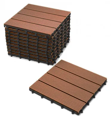 Produktbild von Terrassenfliesen Balkonfliesen WPC 11 Stück=1 m² teakfarben