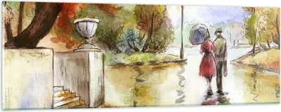 Produktbild von Bilder auf glas - Wetter regen herbst park - 90x30cm - Glasbilder - Wandbilder - Kunstdruck - zum Aufhängen bereit - Wanddekoration aus Glas - Glas Bilder - Wandbild auf Glas - GAB90x30-2914