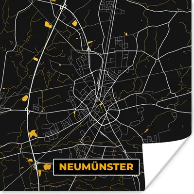 Produktbild von MuchoWow® Poster Gold - Deutschland - Karte - Neumünster 75x75 cm - Wand Dekoration
