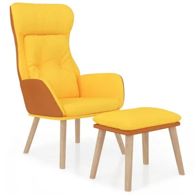 Produktbild von Relaxsessel mit Hocker Senfgelb Kunstleder & Stoff