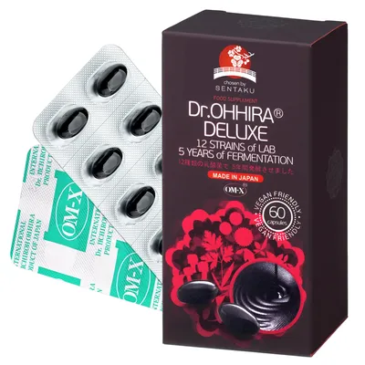 Obrázok produktu pre Dr.OHHIRA® Deluxe Probiotiká – 100 miliárd živých bakteriek, 12 kmeňov baktérií, prebiotiká a postbiotiká, 5-ročná fermentácia – 60 kapsúl