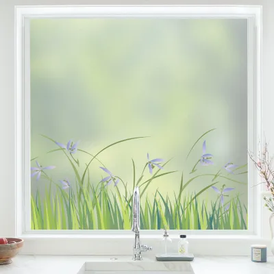 Obrázok produktu pre Okenná fólia 90 x 200 cm, vitrážová fólia, kvetinový vzor, pre obývaciu izbu