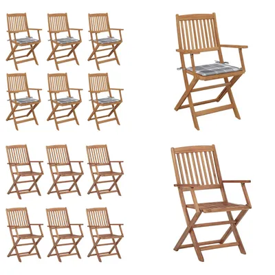 Immagine prodotto di vidaXL Sedie da giardino pieghevoli 6 pezzi con cuscino in legno massiccio di acacia - sedia da giardino - sedie da giardino - poltrona da giardino - sedia pieghevole