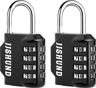 Produktbild von 2er-Pack Vorhängeschloss Zahlenschloss, 4-stellig, Zinklegierung, Schloss mit Zahlencode, schwarz