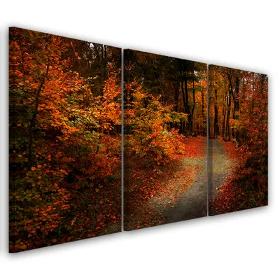 Produktbild von Triptychon auf leinwand orangefarbene landschaften 120x80 cm Feeby orange wandbild bereit zum aufhängen