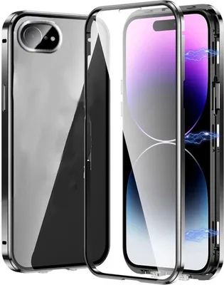 Image de Coque de téléphone portable pour Apple iPhone 17e / 16e : coque 360° avec aimant, verre et bordure métallique
