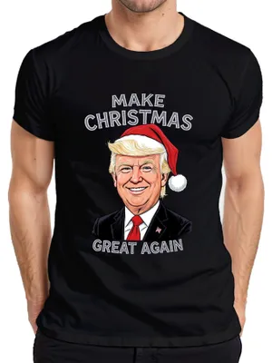 Zdjęcie produktu dla Koszulka męska MAKE CHRISTMAS GREAT AGAIN Christmas Cartoon Patriotic USA, czarny, L
