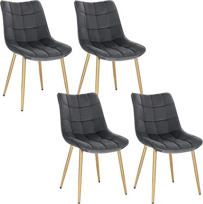 Produktbild von EUGAD 4X Esszimmerstühle Polsterstuhl, Samt Sitzfläche, Grau