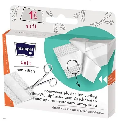 Obrázok produktu pre Plastry z opatrunkiem, Matopat Soft, 6cm x 50cm, 1 sztuka