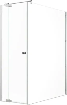 Produktbild von Jungborn Duschtür mit Seitenwand SETTE Drehtür mit Festteil links und Seitenwand rechts 90 x 140 cm Profil silber Klargl