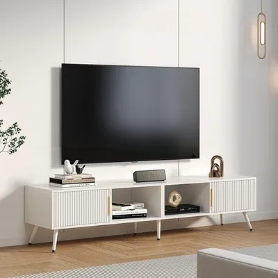 Imagen del producto de Mueble de 171 cm de alto, mueble bajo para televisor de 75 pulgadas, diseño moderno, color blanco