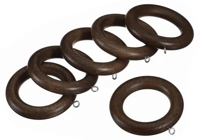 6 Holz-Gardinenringe 2,75 Zoll mit Schrauböse, Walnuss