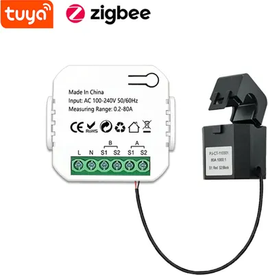 Obrázok produktu pre Tuya ZigBee Inteligentný elektromer pre solárne fotovoltaické systémy, balkónové elektrárne, vyrába a spotrebováva Obojsmerný monitorovací elektromer, aplikácia, CT
