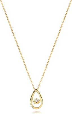Produktbild von Funkelndes Feuer Raffinierte 9 Karat (375) Gold Damen - Diamant Anhänger mit Kette Brillant-Schliff H - I1 - 42cm*7mm; TRS35446