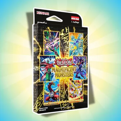 Produktbild von YuGiOh! Magnificent Monsters Box Deutsch – 3 Packs à 5 Karten + 3 Secret Rare Karten