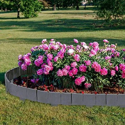 Produktbild von Kunststoff-Blumenbeetumrandung 17,5 m - Gazonrand in Steinoptik - Anthrazit
