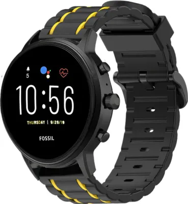 Produktbild von Strap-it Fossil Gen 5 Sportschnallenarmband (Schwarz/Gelb)