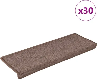 Obrázok produktu pre Schodové rohože 30 ks 65x21x4 cm hnedé s obdĺžnikovým okrajom