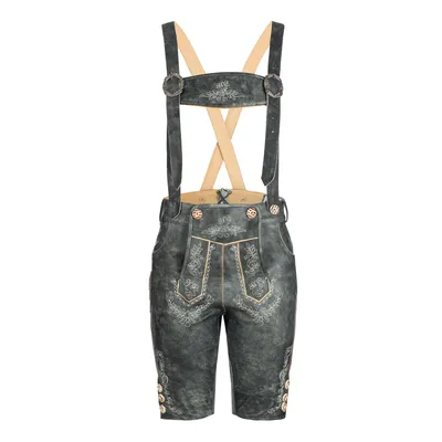 Produktbild von Bohmberg Damen Trachten Lederhose Knielang aus 100 % Rindsleder Glattleder Antik Grau inkl. Hosenträger für