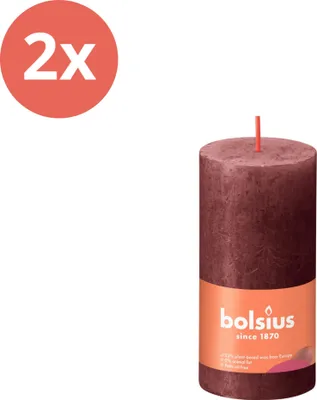 Zdjęcie produktu dla Bolsius - Rustykalna świeca filarowa - 100/50 - 1 sztuka w opakowaniu - aksamitna czerwień - opakowanie wartościowe - 2 sztuki