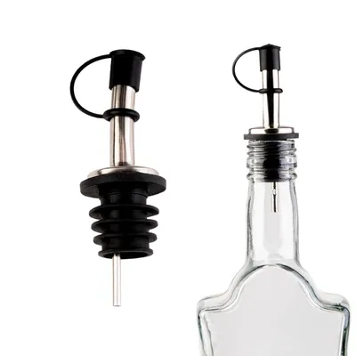 Zdjęcie produktu dla SuperButelki - Nalewak, dozownik metalowy do butelek, wina, oliwy, oleju, octu, alkoholu – stal nierdzewna z korkiem gumowym, zatyczka, precyzja