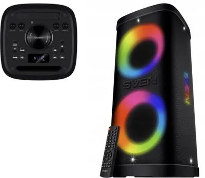 Obrázok produktu pre Sven PS-930 Bezdrôtový Bluetooth reproduktor, 150 W, 20 hodín výdrže batérie, RGB podsvietenie, NFC, TWS, FM rádio