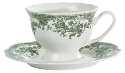 Image de Bricard Fleury service à café 12 pièces en porcelaine vert 225 ml