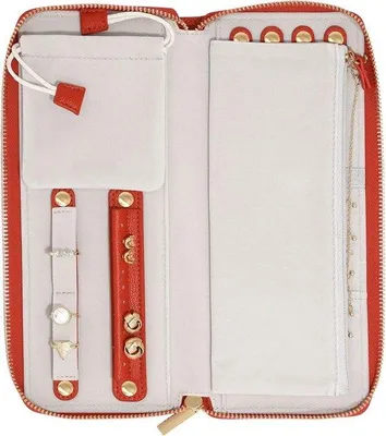 Produktbild von Schmuckrolle Rot - kompakter Reiseorganizer für Ringe, Ohrringe, Armbänder und Ketten