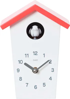 Produktbild von Cuco Clock Mini Kuckucksuhr HOCHHAUS 17,0 × 12,4 × 9,0cm, Wanduhr, Moderne Schwarzwalduhr, Wanduhr mit Nachtruhefunktion, Kuckucksruf Vogelstimme, Quarzuhrwerk