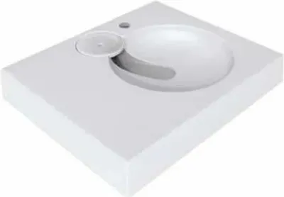 A white sink designed to be mounted on a washing machine.