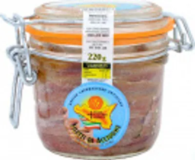 Produktbild von Sardellenfilets in Olivenöl im luftdichtem Glas 220 gr Pesce Azzurro Cefalù