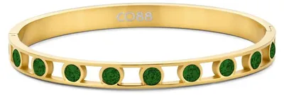 Produktbild von CO88 Collection 8CB-91094 Stahlarmband – Damen – Armreif – Zirkonia – 4 mm – Grün – 6 mm breit – 60 x 50 mm – Stahl – Goldfarben