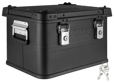 Image de Boîte en aluminium avec couvercle Noir 30 litres Boîte en métal Boîte de transport Boîte de rangement Verrouillable trucky