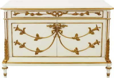 Produktbild von Casa Padrino Luxus Barock Sideboard Cremefarben / Weiß / Gold - Prunkvoller Massivholz Schrank mit 2 Türen und Schublade - Barock Möbel