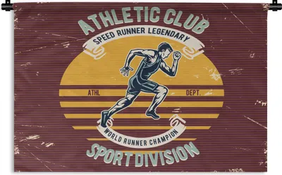 Produktbild von MuchoWow® Wandteppich Wandbehang Lauf - Sport - Jahrgang 90x60 cm Tapisserie Dekoration Wandtuch - Wandskulpturen - Bildteppich