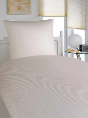 Produktbild von Elegante Mako-Satin Bettwäsche Hamburg Streifen 135x200cm+40x80, Farbe natur