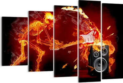 Produktbild von Bild auf Leinwand - Leinwandbild - Feuer Instrument Skelett - 150x100cm - Wand Bild - Wanddeko - Leinwanddruck - Bilder - Kunstdruck - Wanddekoration - Leinwand bilder - Wandkunst - EG150x100-0210